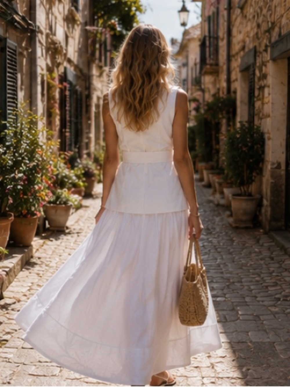 Mango White Sleeveless Wrap Maxi Dress with Belt - Picture 11 of 14